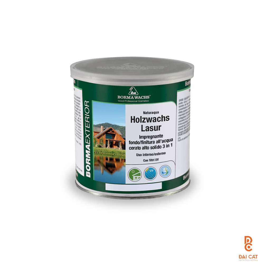 SƠN GỖ GỐC NƯỚC HOLZWACHS LASUR 3IN1 - BORMA WACHS - NỘI/NGOẠI THẤT - NAT3315